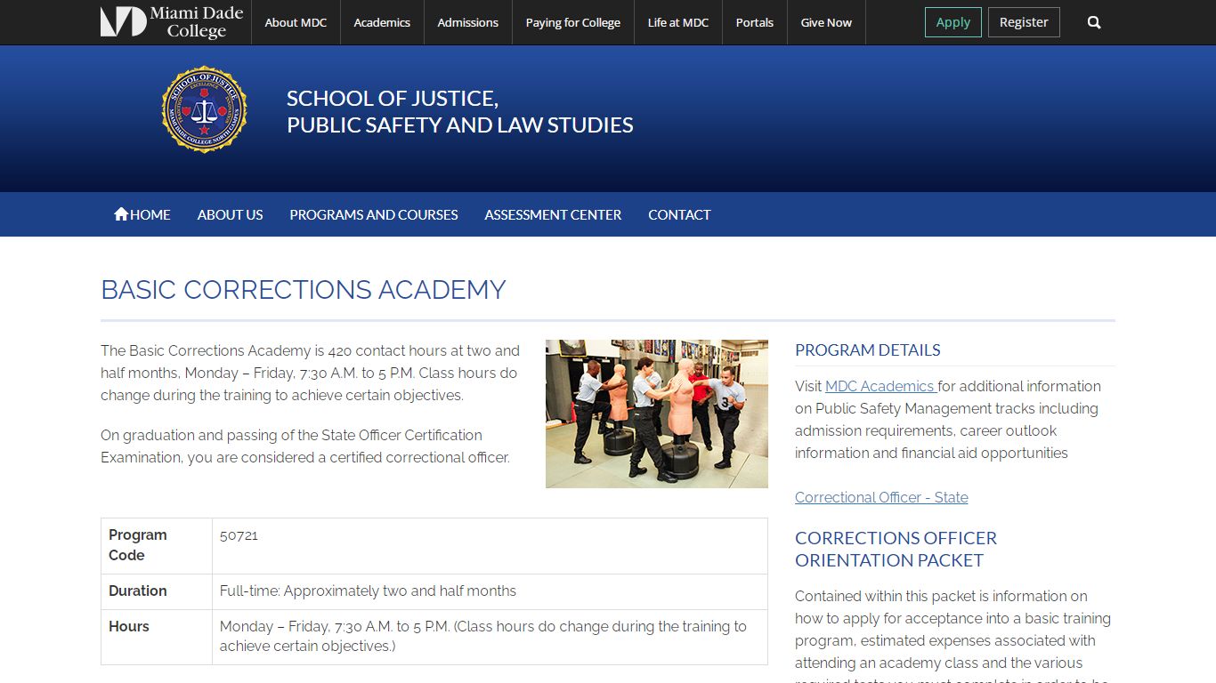 Basic Corrections Academy | Public Safety Management | School of ...
